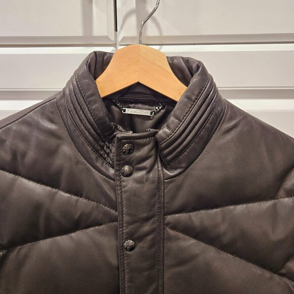 VERSACE COLLECTION Down Filled Leather Moto Jacket - Picture 2 of 16